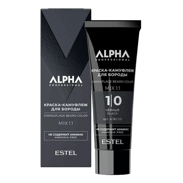 Краска-камуфляж для бороды Estel Alpha PRO 1/0 черный, 40 мл