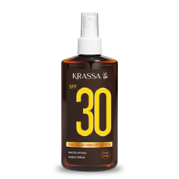Масло-активатор загара Krassa с маслом макадамии SPF 30, 150 мл