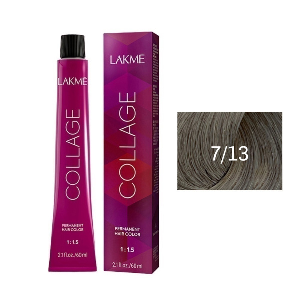 Крем-краска Lakme Collage 7/13 средний блондин пепельно-золотистый, 60 мл