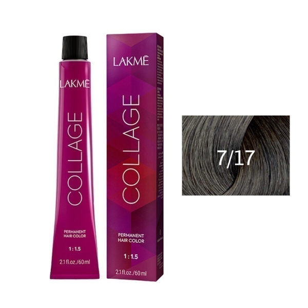 Крем-краска Lakme Collage 7/17 средний блондин пепельно-синий, 60 мл