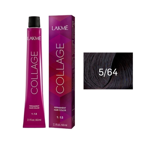 Крем-краска Lakme Collage 5/64 светлый шатен коричнево-медный, 60 мл Крем-краска Lakme Collage 5/64 светлый шатен коричнево-медный, 60 мл