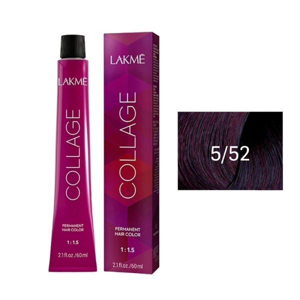 Крем-краска Lakme Collage 5/52 светлый шатен махагоново-фиолетовый, 60 мл Крем-краска Lakme Collage 5/52 светлый шатен махагоново-фиолетовый, 60 мл