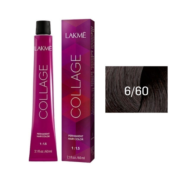 Крем-краска Lakme Collage 6/60 темный блондин коричневый, 60 мл Крем-краска Lakme Collage 6/60 темный блондин коричневый, 60 мл