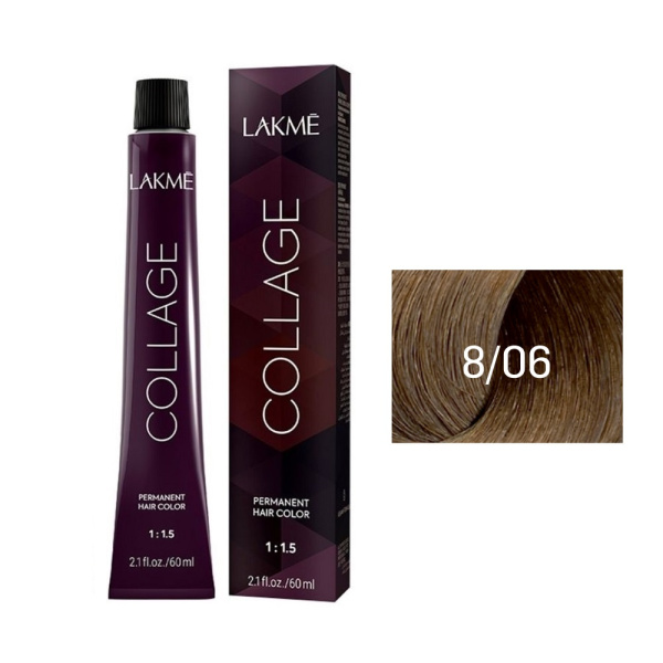 Крем-краска Lakme Collage 8/06 светлый блондин теплый, 60 мл Крем-краска Lakme Collage 8/06 светлый блондин теплый, 60 мл