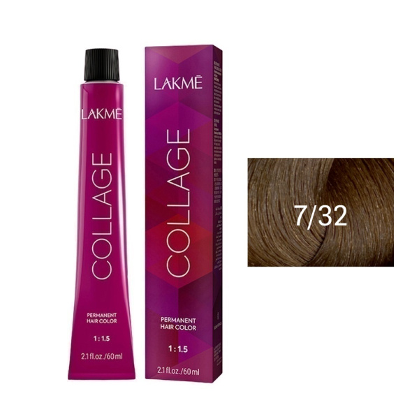 Крем-краска Lakme Collage 7/32 средний блондин золотисто-фиолетовый, 60 мл