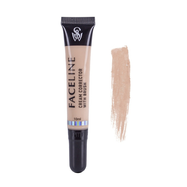 Корректор кремовый для лица и глаз Shinewell с кистью, т. 01 слоновая кость, 10 мл