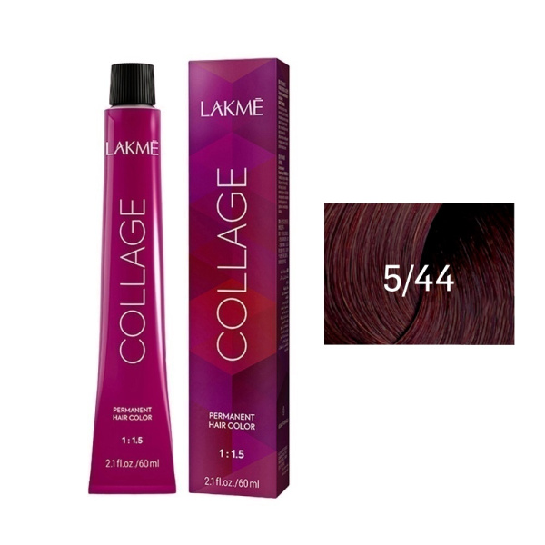 Крем-краска Lakme Collage 5/44 светлый шатен медный яркий, 60 мл Крем-краска Lakme Collage 5/44 светлый шатен медный яркий, 60 мл