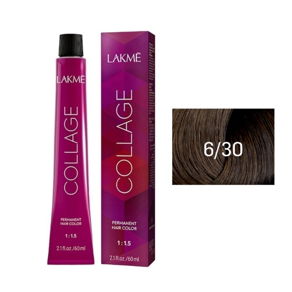 Крем-краска Lakme Collage 6/30 темный блондин золотистый, 60 мл
