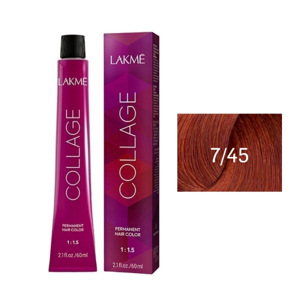 Крем-краска Lakme Collage 7/45 средний блондин медно-махагоновый, 60 мл
