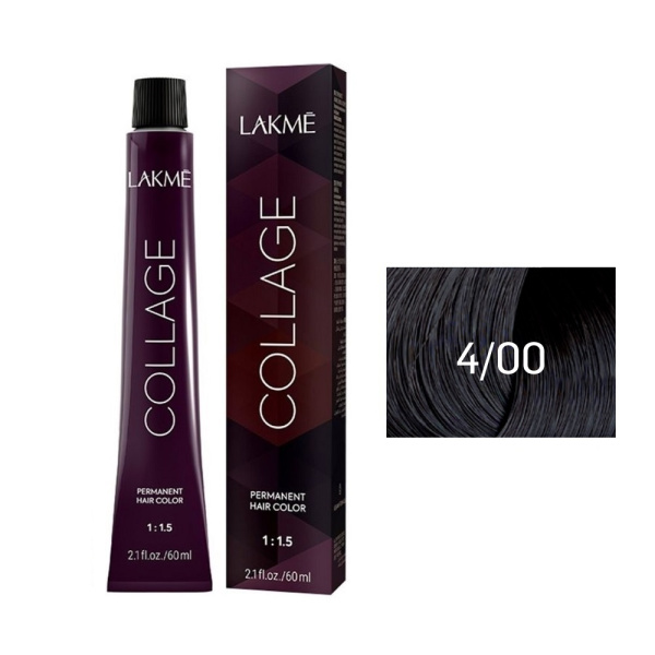 Крем-краска Lakme Collage 4/00 средний шатен, 60 мл