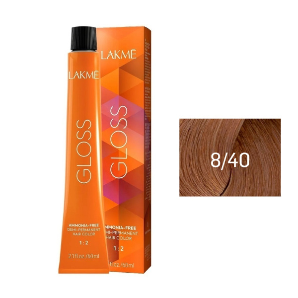 Крем-краска Lakme Gloss 8/40 светлый блондин медный, 60 мл