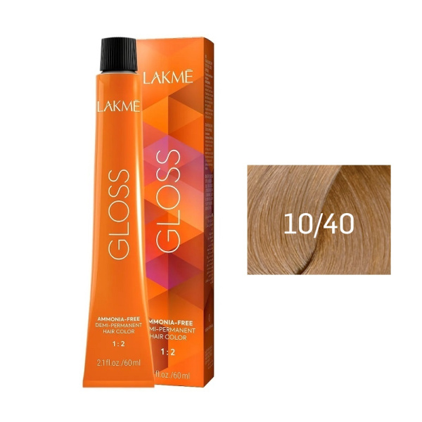 Крем-краска Lakme Gloss 10/40 платиновый блондин медный, 60 мл Крем-краска Lakme Gloss 10/40 платиновый блондин медный, 60 мл
