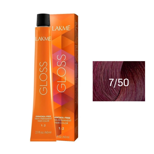 Крем-краска Lakme Gloss 7/50 средний блондин махагоновый, 60 мл Крем-краска Lakme Gloss 7/50 средний блондин махагоновый, 60 мл