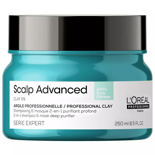 Шампунь-маска 2 в 1 L’Oreal Scalp Advanced Anti-Gras Oiliness для жирной кожи головы, 250 мл