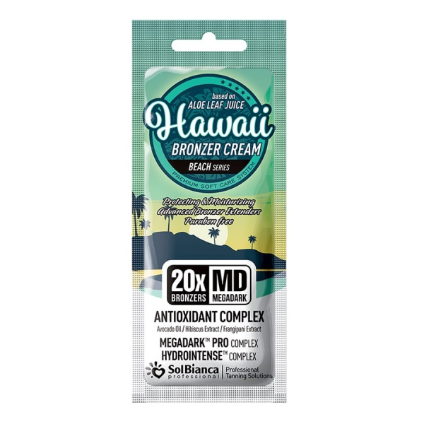 Крем для загара SolBianca Beach Hawaii 20х bronzer с маслом авокадо, гибискусом и франжипани, 15 мл