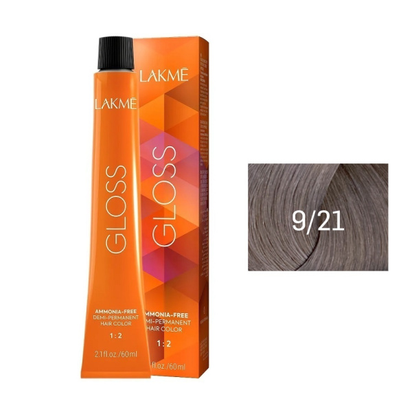 Крем-краска Lakme Gloss 9/21 очень светлый блондин фиолетово-пепельный, 60 мл