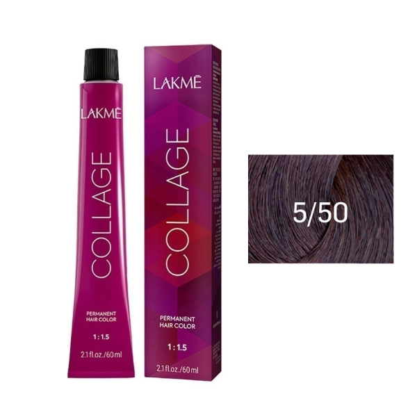 Крем-краска Lakme Collage 5/50 светлый шатен махагоновый, 60 мл