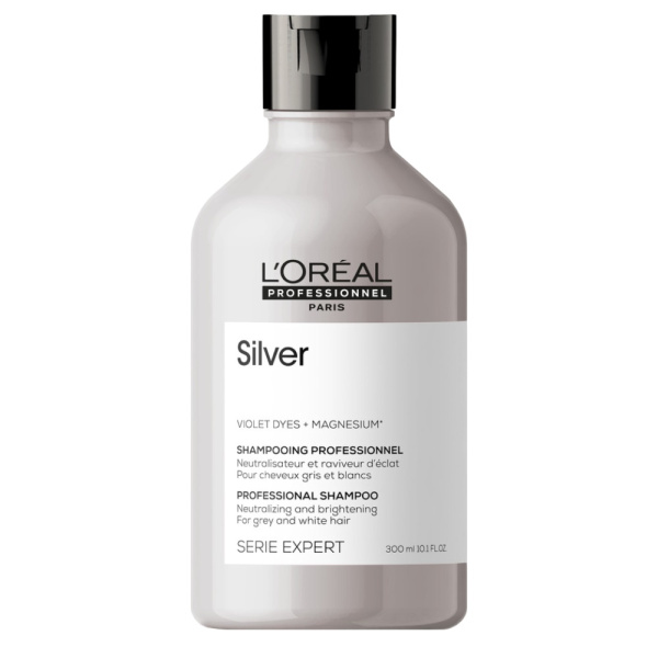 Шампунь L’Oreal Silver для нейтрализации желтизны осветленных и седых волос, 300 мл