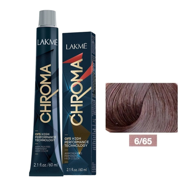 Крем-краска Lakme Chroma 6/65 темный блондин коричнево-махагоновый, 60 мл Крем-краска Lakme Chroma 6/65 темный блондин коричнево-махагоновый, 60 мл