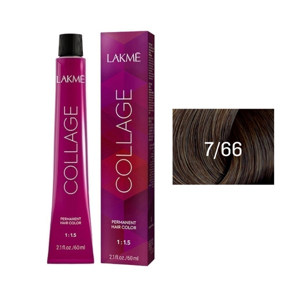 Крем-краска Lakme Collage 7/66 средний блонд интенсивный коричневый яркий, 60 мл