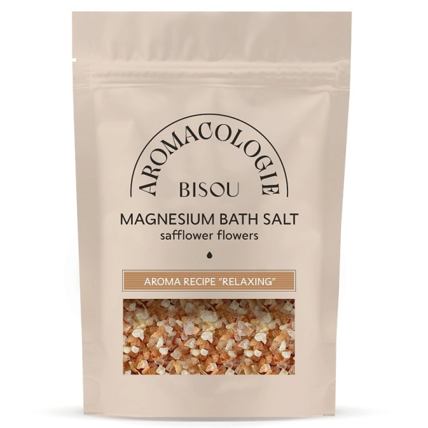 Соль для ванны Bisou цветочная магниевая "Расслабляющая" с цветками сафлора, 330 г