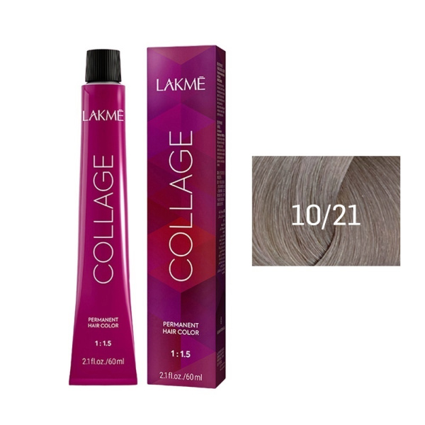 Крем-краска Lakme Collage 10/21 платиновый блондин фиолетово-пепельный, 60 мл Крем-краска Lakme Collage 10/21 платиновый блондин фиолетово-пепельный, 60 мл