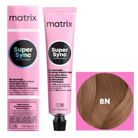 Краска для волос Matrix Super Sync Pre-Bonded 8N светлый блондин натуральный, 90 мл