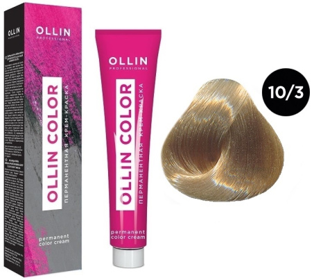 Перманентная крем-краска для волос Ollin Color 10/3 светлый блондин золотистый, 100 мл