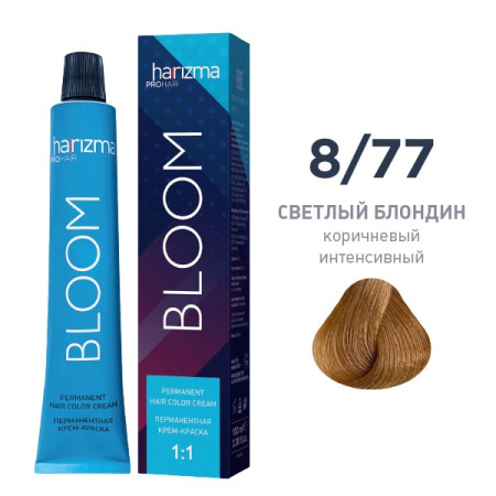 Крем-краска harizma PROhair Bloom 8/77 светлый блондин коричневый интенсивный, 100 мл