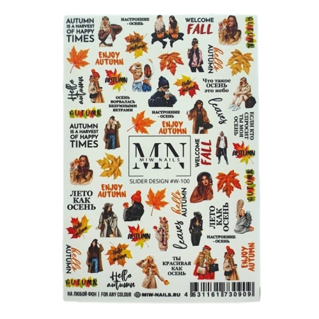 Слайдер-дизайн для ногтей Miw Nails W-100