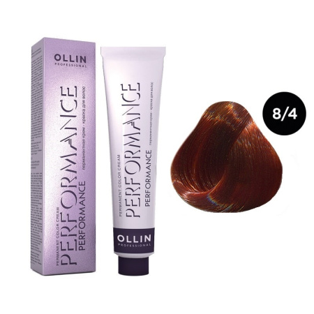 Перманентная крем-краска Ollin Performance 8/4 светло-русый медный, 60 мл