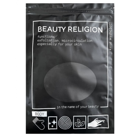 Мочалка кесе в форме рукавицы Beauty Religion чёрная
