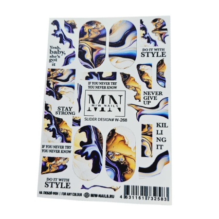 Слайдер-дизайн для ногтей Miw Nails W-268
