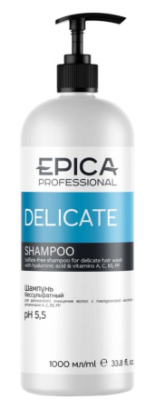 Шампунь бессульфатный Epica Delicate для деликатного очищения с гиалуроновой кислотой, 1000 мл
