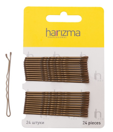 Невидимки 60 мм волна коричневые, 24 шт