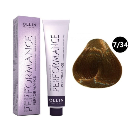Перманентная крем-краска Ollin Performance 7/34 русый золотисто-медный, 60 мл
