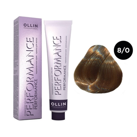 Перманентная крем-краска Ollin Performance 8/0 светло-русый, 60 мл