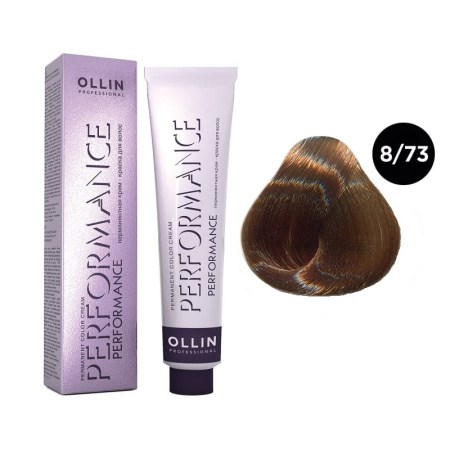 Перманентная крем-краска Ollin Performance 8/73 светло-русый коричнево-золотистый, 60 мл