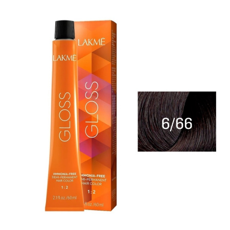 Крем-краска Lakme Gloss 6/66 тёмный блондин коричневый яркий, 60 мл
