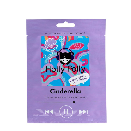 Holly Polly Тканевая маска для лица на кремовой основе Cinderella с Ниацин. и экстр. Жемчуга