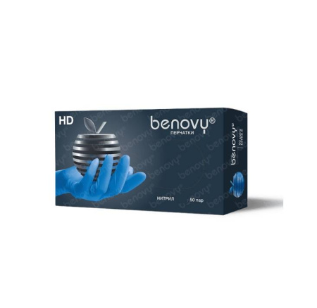 Перчатки нитриловые Benovy Nitrile MultiColor текстурированные, голубые, M (100 пар)