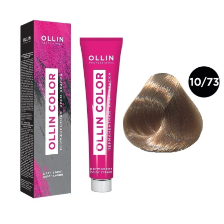 Перманентная крем-краска для волос Ollin Color 10/73 светлый блондин коричнево-золотистый, 100 мл