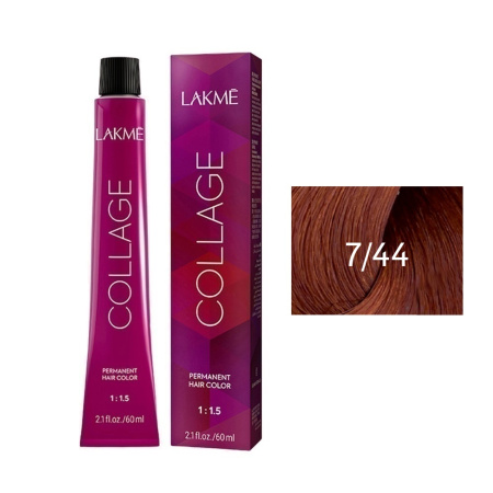 Крем-краска Lakme Collage 7/44 средний блондин медный яркий, 60 мл