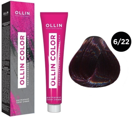 Перманентная крем-краска для волос Ollin Color 6/22 темно-русый фиолетовый, 100 мл