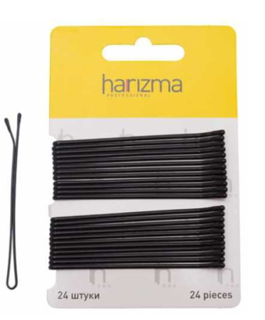 Невидимки 70 мм прямые черные, 24 шт