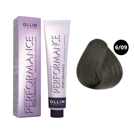 Перманентная крем-краска Ollin Performance 6/09 темно-русый прозрачно-зеленый, 60 мл