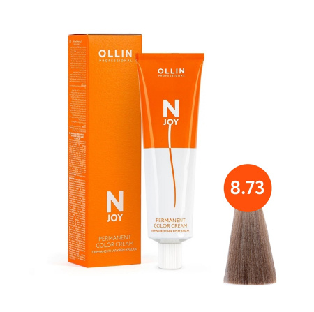 Крем-краска Ollin N-JOY 8/73 светло-русый коричнево-золотистый, 100 мл