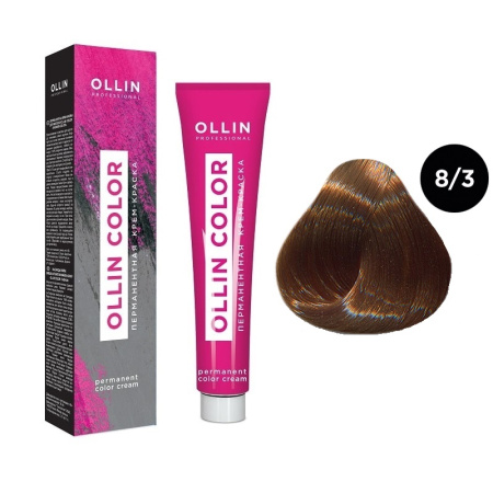 Перманентная крем-краска для волос Ollin Color 8/3 светло-русый золотистый, 100 мл
