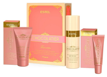 Набор Favorites ESTEL CHOCOLATIER  (спрей-блеск бел 100, бальзам для губ роз 10, крем для рук