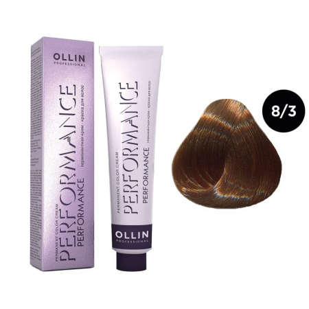Перманентная крем-краска Ollin Performance 8/3 светло-русый золотистый, 60 мл